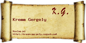 Kremm Gergely névjegykártya